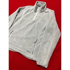 ORVIS Fleece Pullover Snap Neck Quarter Zip Textured Gray XL Mens